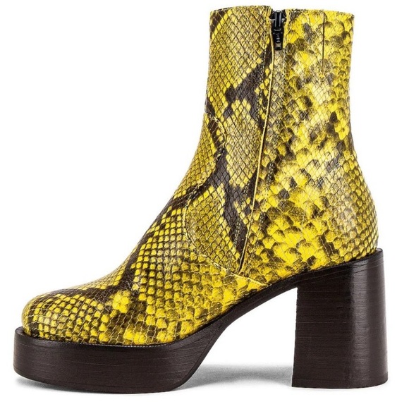 REVOLVE x Simon Miller Yellow Snakeskin Platform Heeled Boots - Picture 2 of 15
